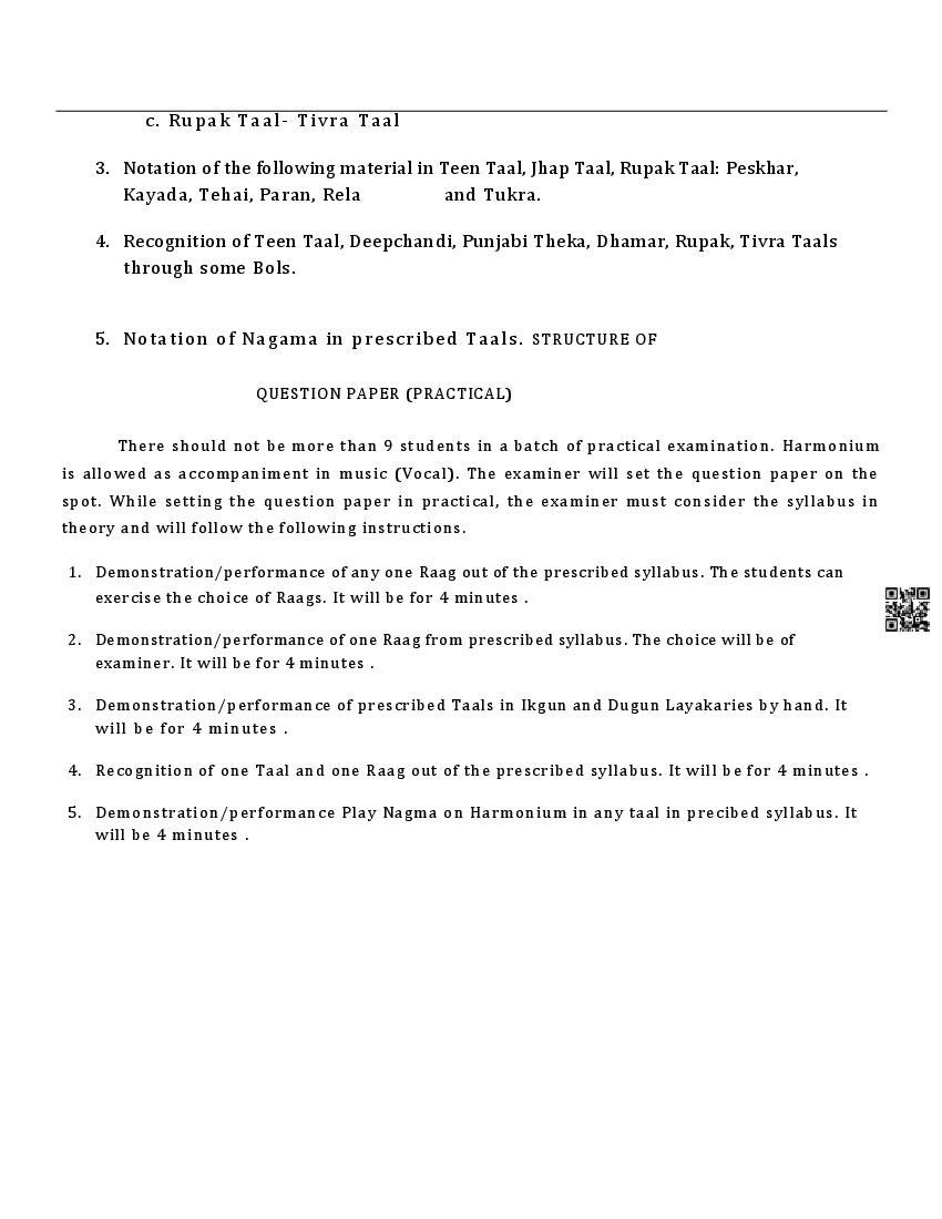 PSEB Class 12 Music Syllabus (PDF)