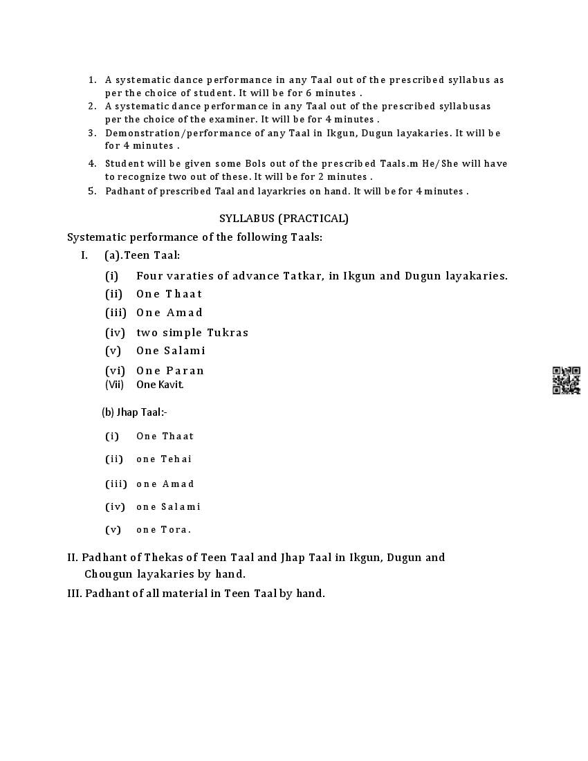 PSEB Class 12 Music Syllabus (PDF)
