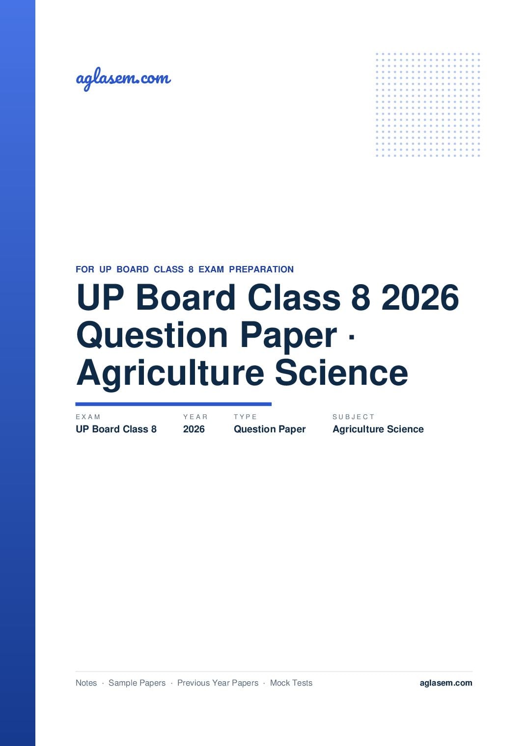 UP Board Class 8 Question Paper 2026 Agriculture Science - Page 1 of 2