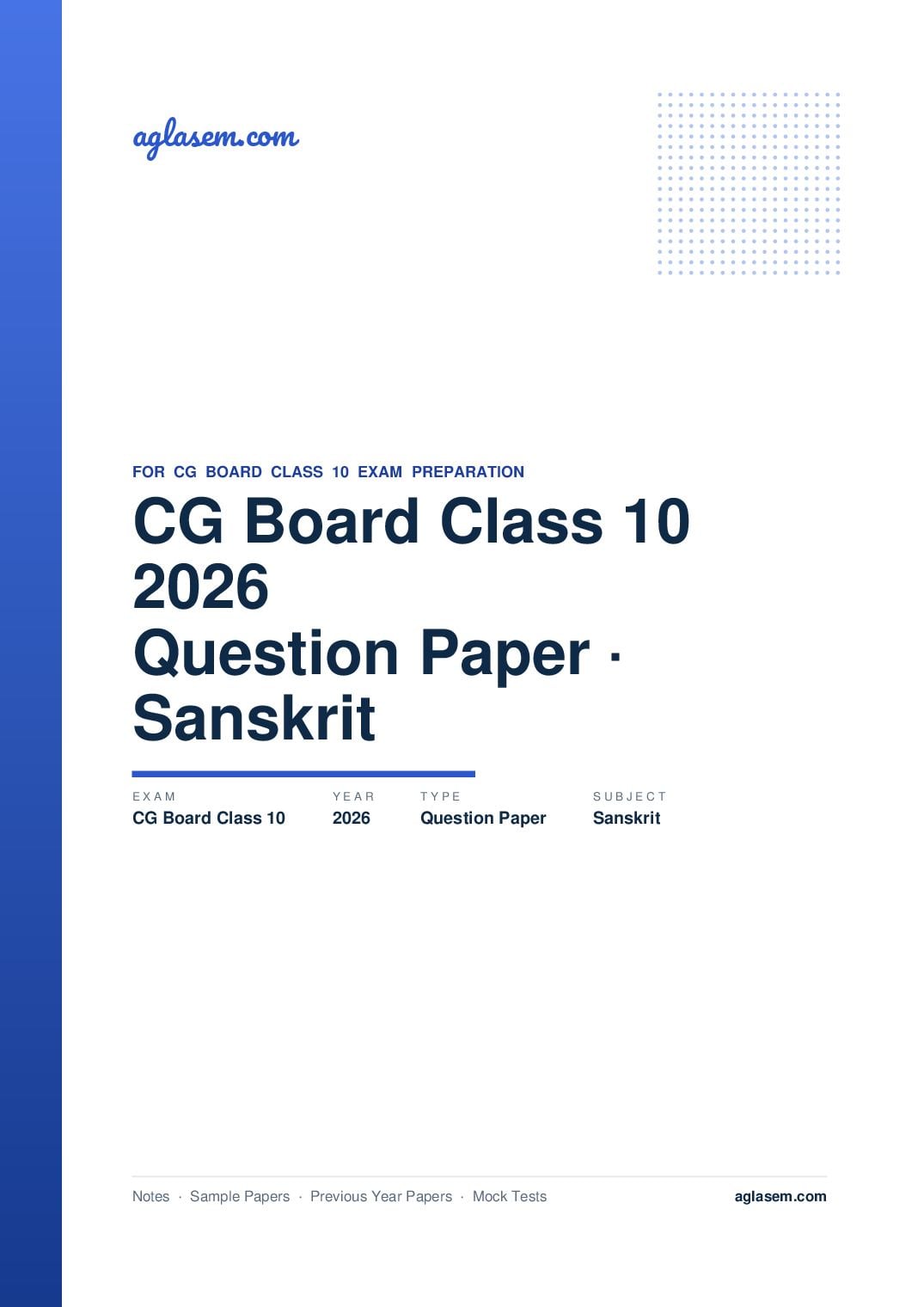 CG Board Class 10 Question Paper 2026 Sanskrit - Page 1 of 9