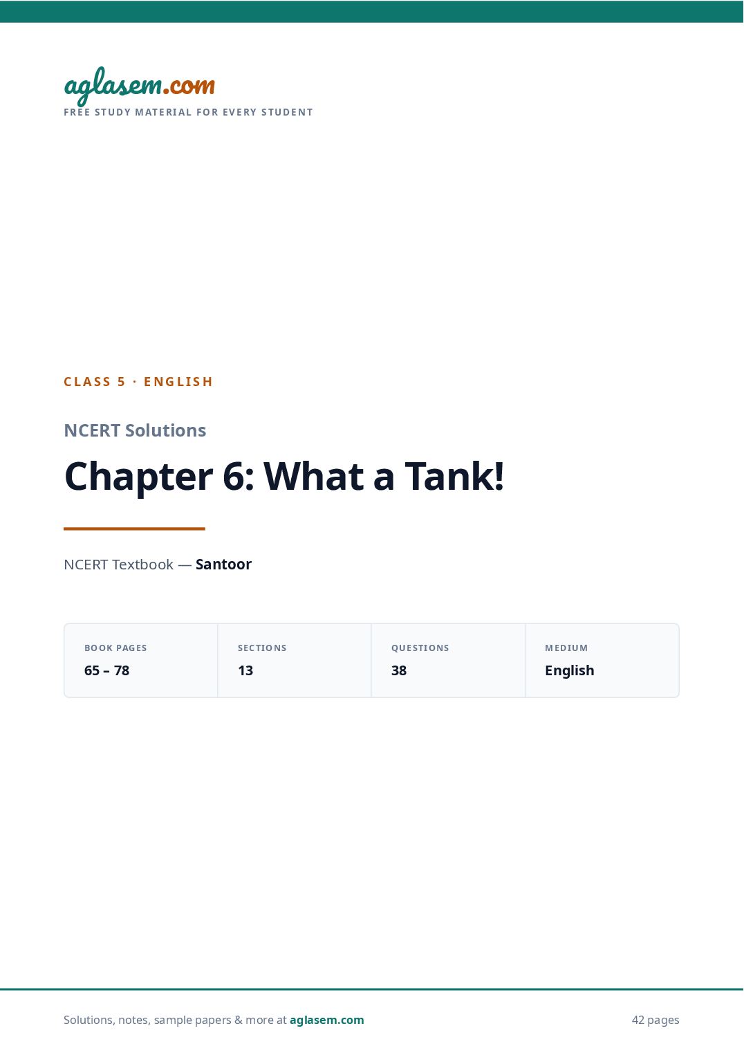 NCERT Solutions Class 5 English Chapter 6 What a Tank - Page 1 of 43