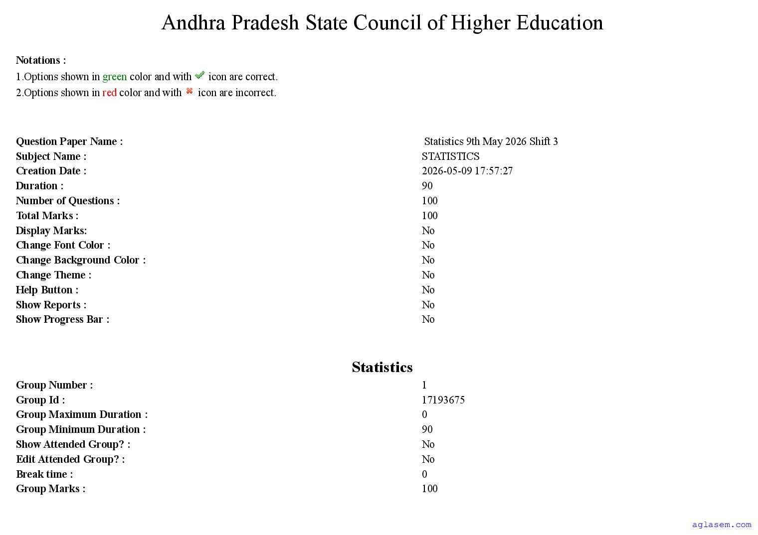 AP PGCET 2026 Question Paper with Answer Key Statistics - Page 1 of 75