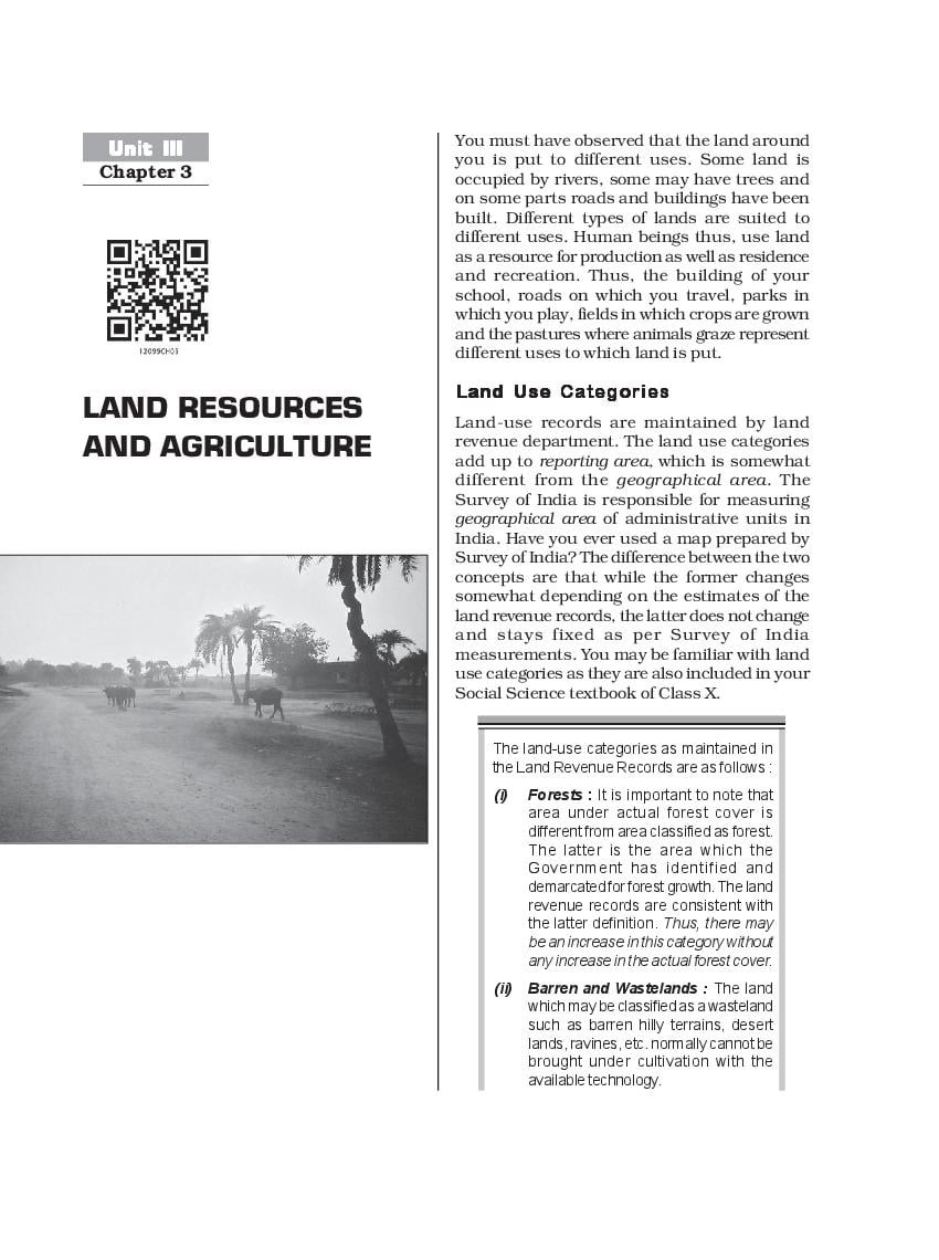 NCERT Book Class 12 Geography (India People And Economy) Chapter 3 Land Resources and Agriculture - Page 1