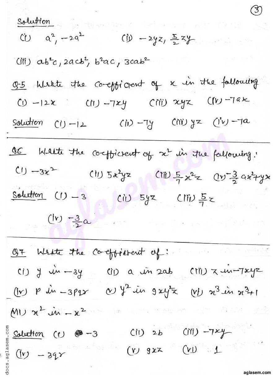 RD Sharma Solutions For Class 7 Algebraic Expressions Exercise 7 1 PDF 