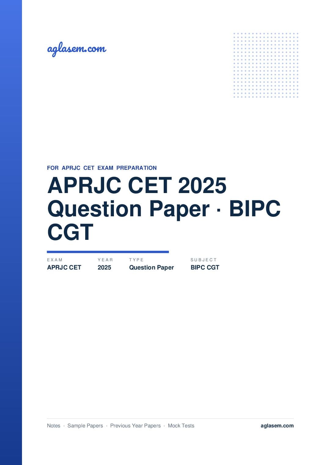 APRJC CET 2025 Question Paper BIPC CGT - Page 1 of 31