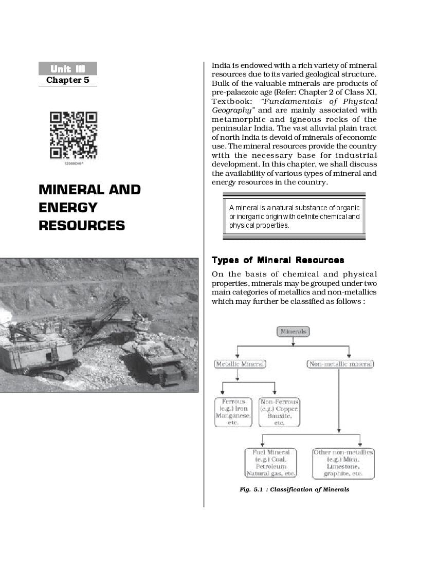 NCERT Book Class 12 Geography (India People And Economy) Chapter 5 Mineral and Energy Resources - Page 1