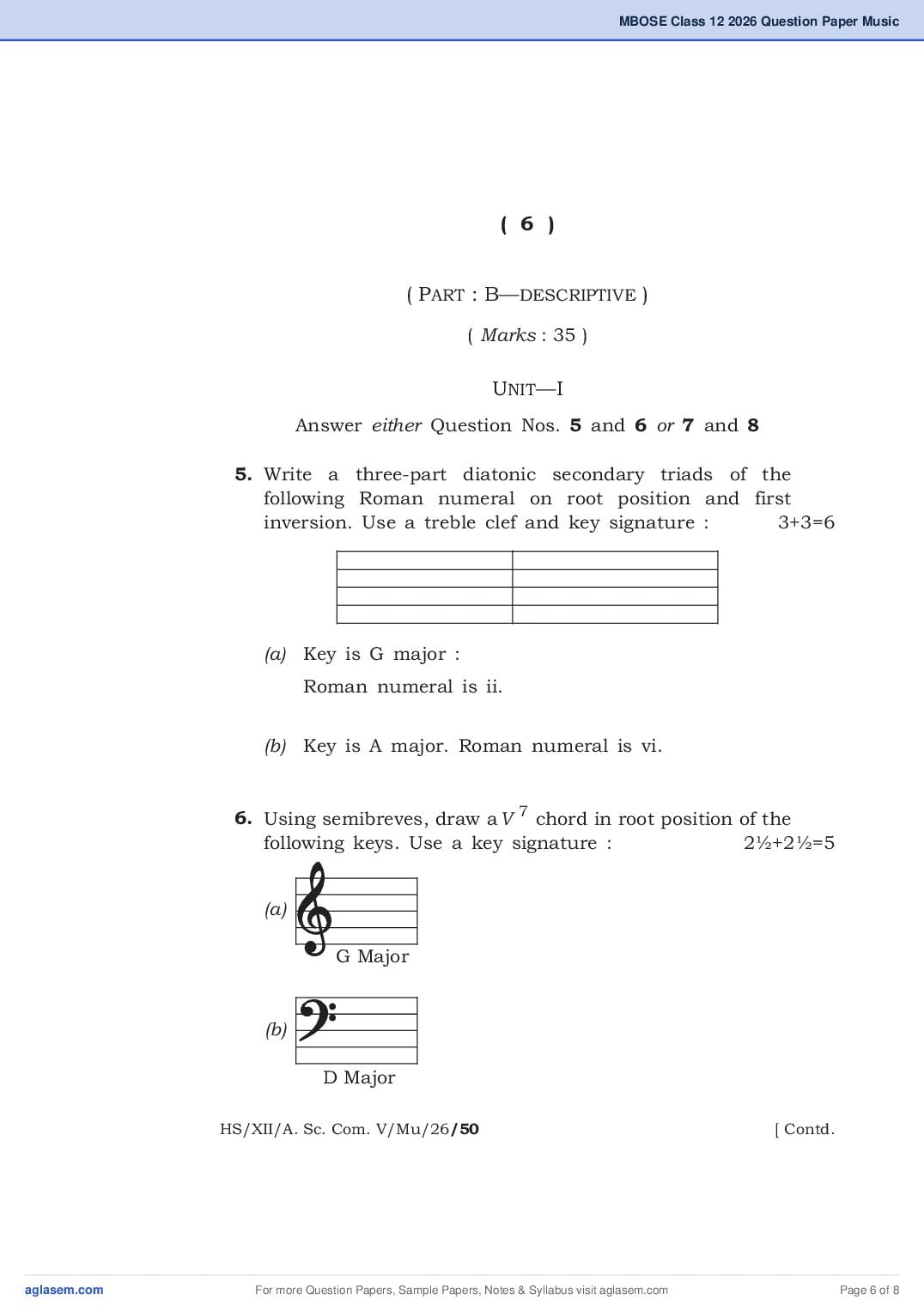 MBOSE Class 12 Music Western Question Paper 2026 PDF – Download Meghalaya Board Previous Year Papers