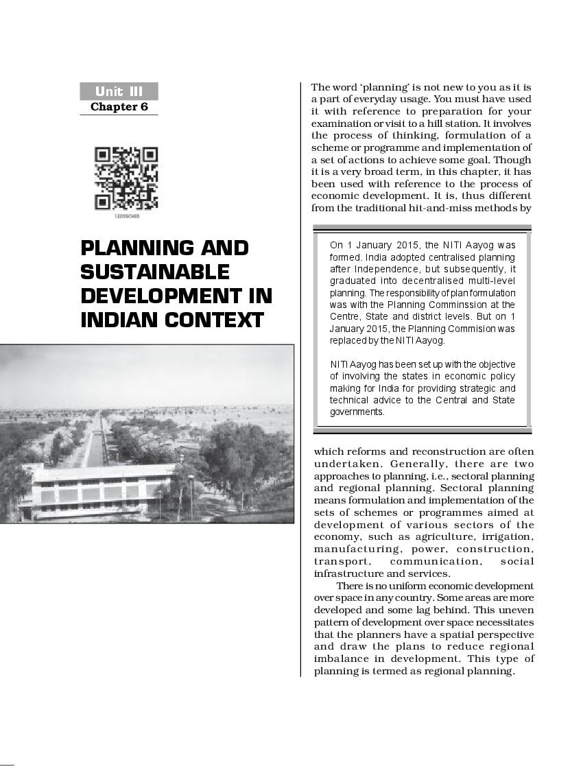 NCERT Book Class 12 Geography (India People And Economy) Chapter 6 Planning and Sustainable Development in Indian Context - Page 1