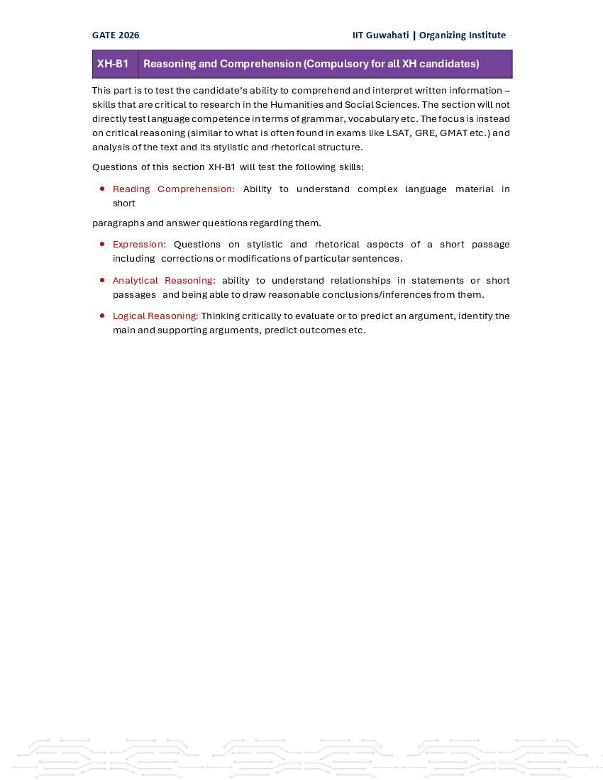 GATE 2026 Syllabus for XH - Page 1