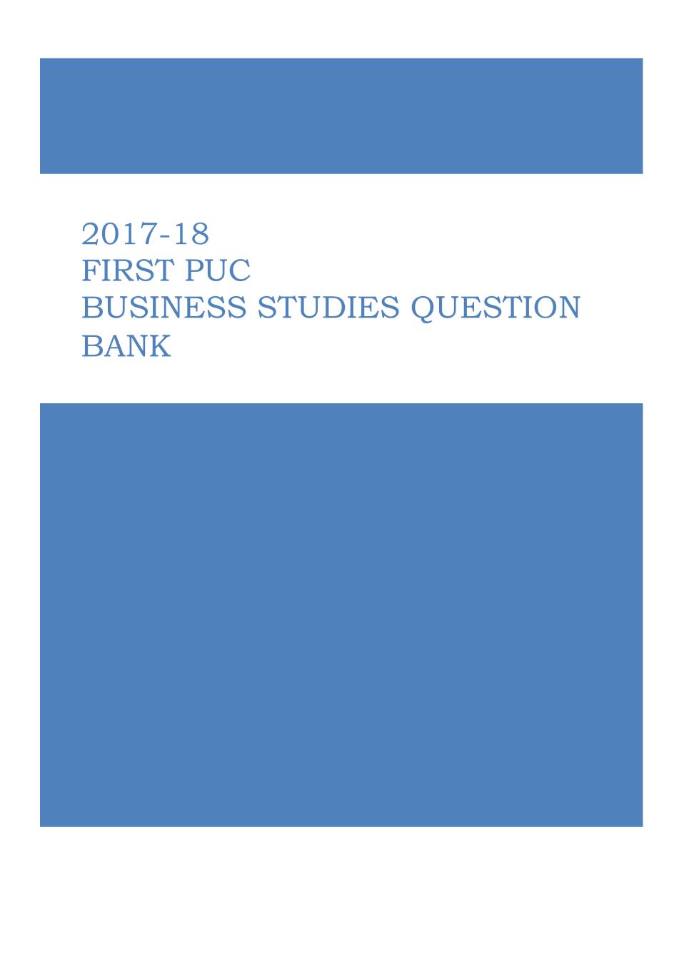 Karnataka 1st PUC Question Bank for Business Studies 2017-18 - Page 1