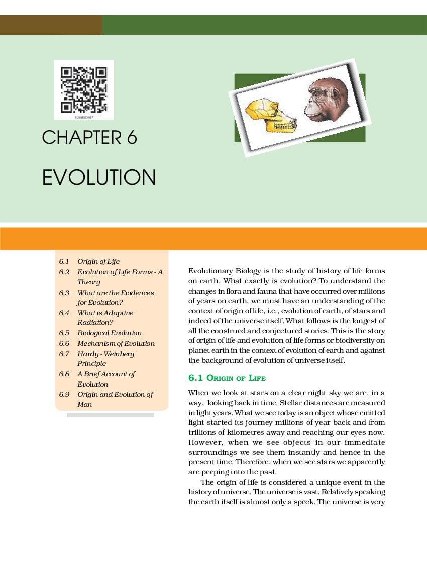 NCERT Book Class 12 Biology Chapter 6 Evolution - Page 1