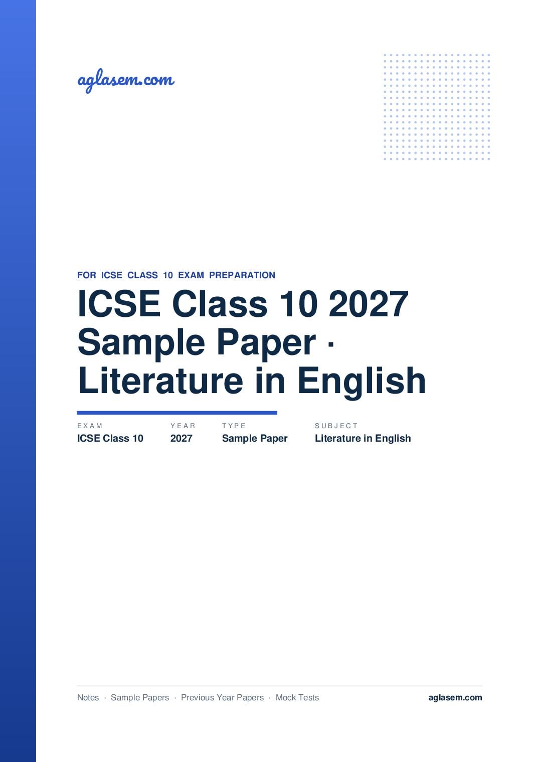 ICSE Class 10 Sample Paper 2027 Literature in English - Page 1 of 21