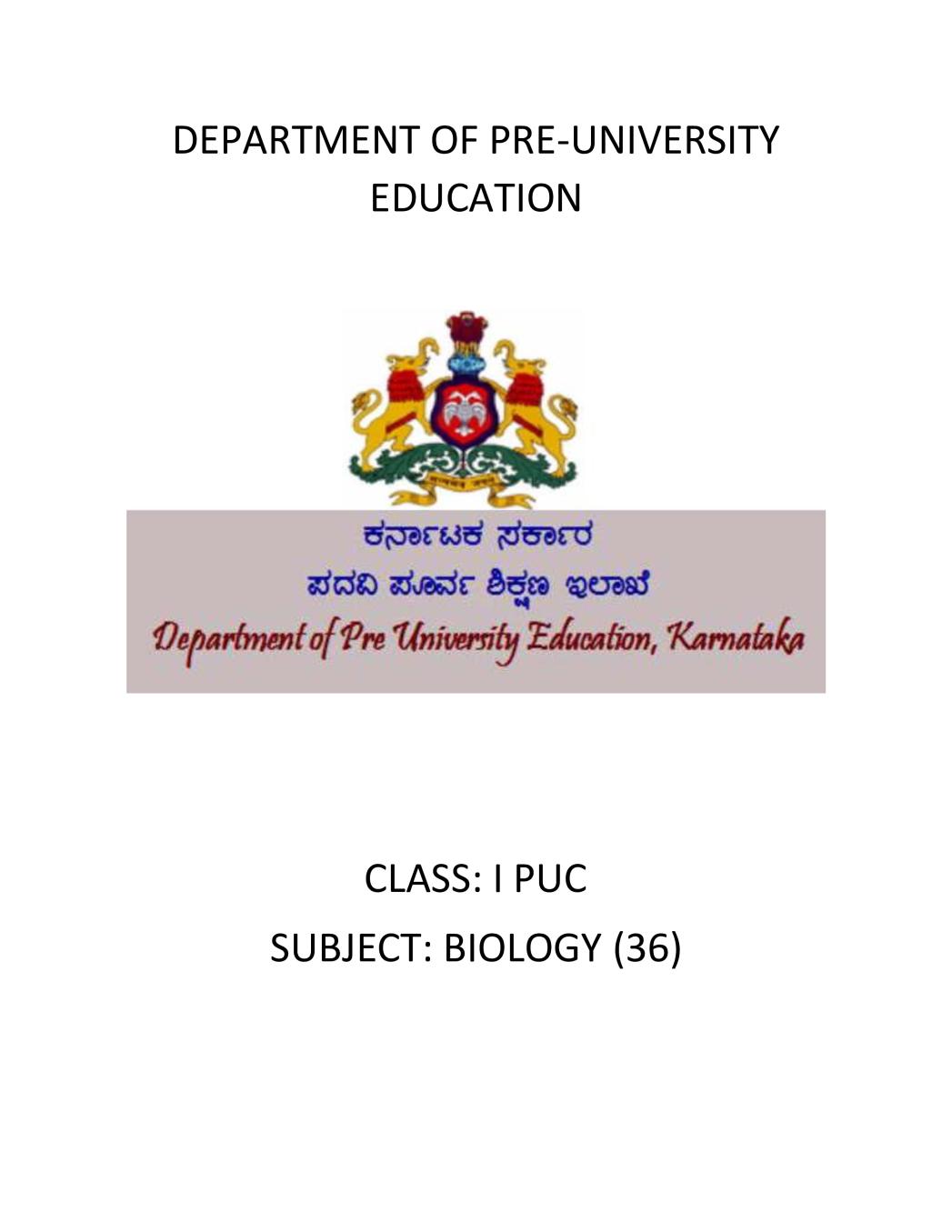 Karnataka 1st PUC Question Bank for Biology 2017-18 - Page 1