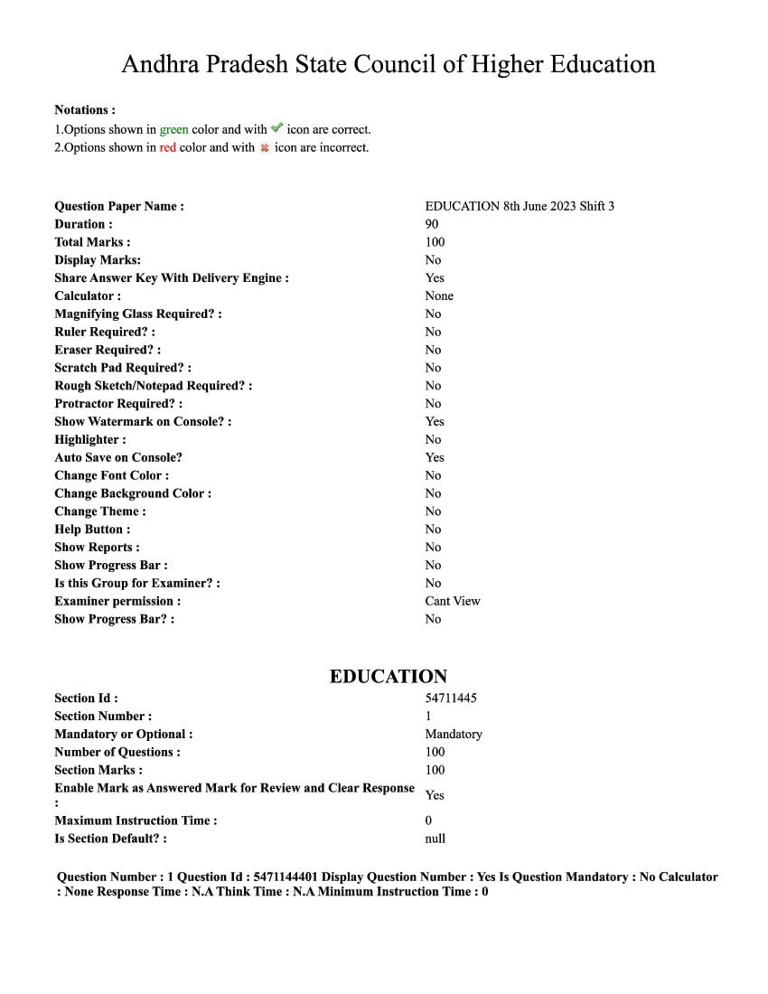 AP PGCET 2023 Question Paper with Answer Key Education - Page 1