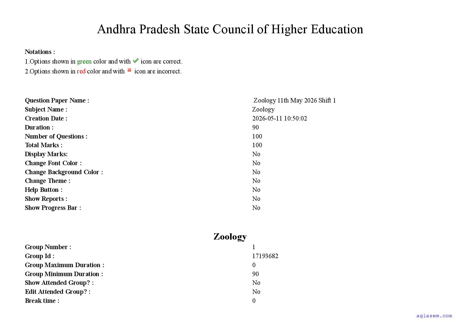 AP PGCET 2026 Question Paper with Answer Key Zoology - Page 1 of 86