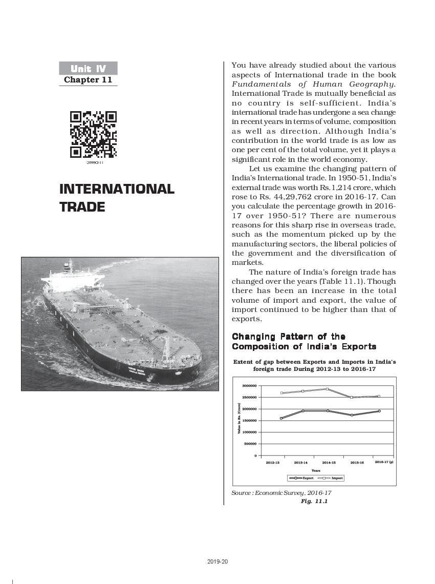 NCERT Book Class 12 Geography (India People And Economy) Chapter 11 International Trade - Page 1