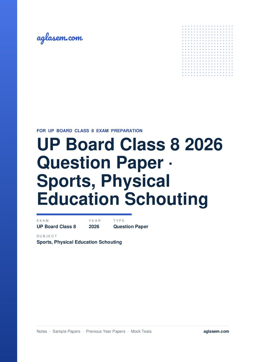 UP Board Class 8 Question Paper 2026 Sports, Physical Education and Schouting - Page 1 of 2