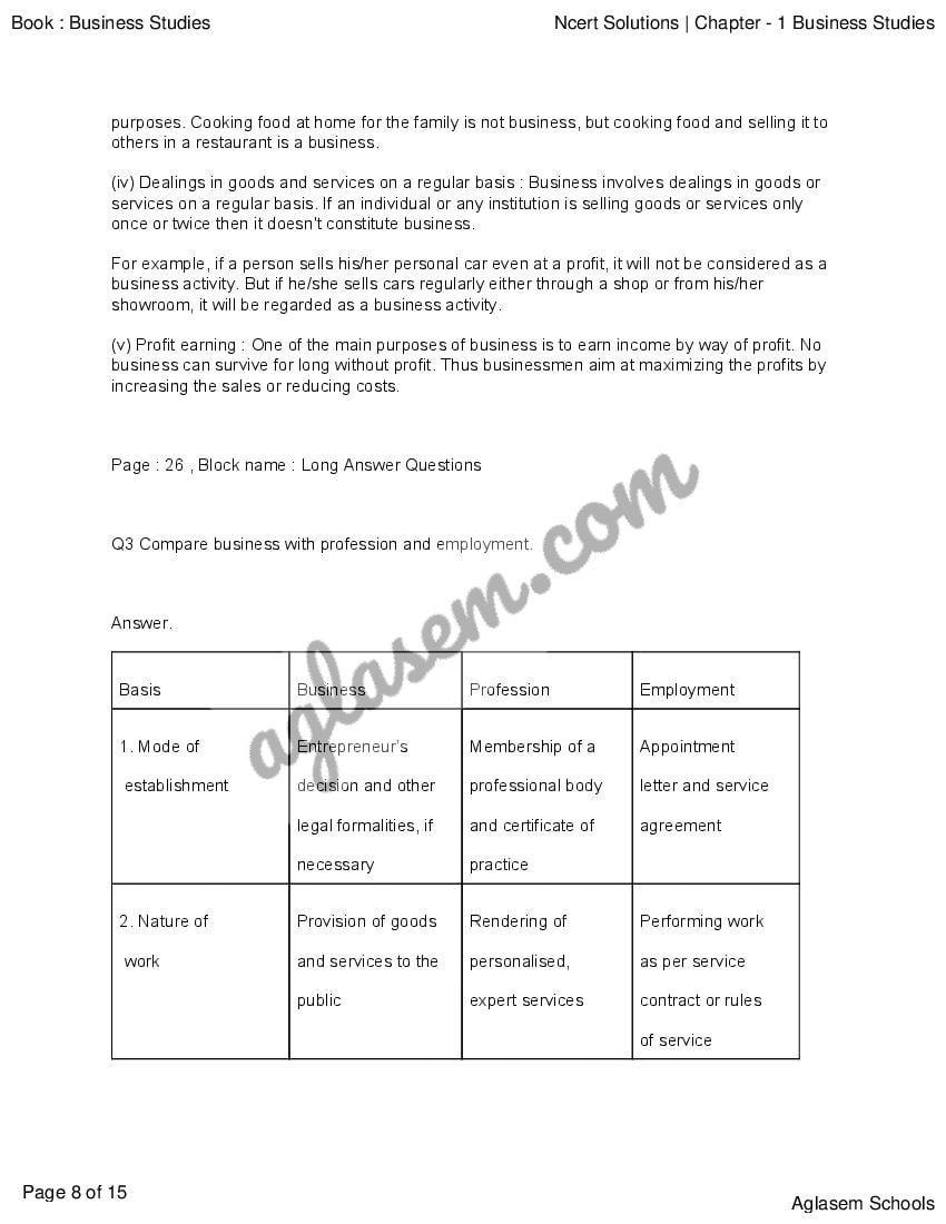 NCERT Solutions For Class 11 Business Studies Chapter 1 Foundation Of ...