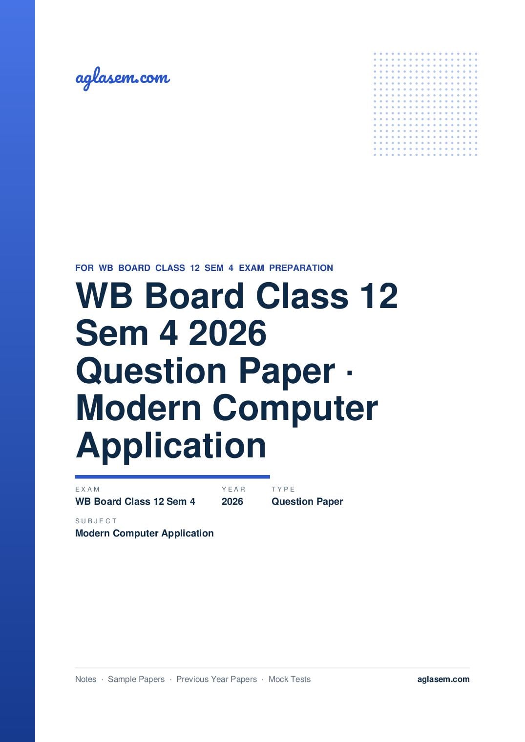 WB Board Class 12 Sem 4 Question Paper 2026 Modern Computer Application - Page 1 of 10