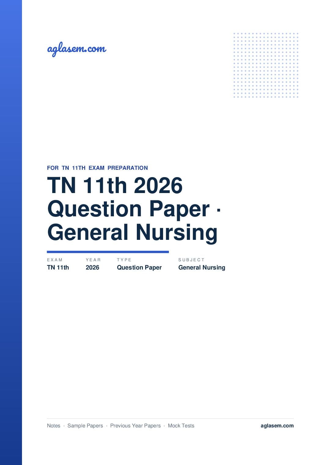TN 11th Question Paper 2026 General Nursing - Page 1 of 9