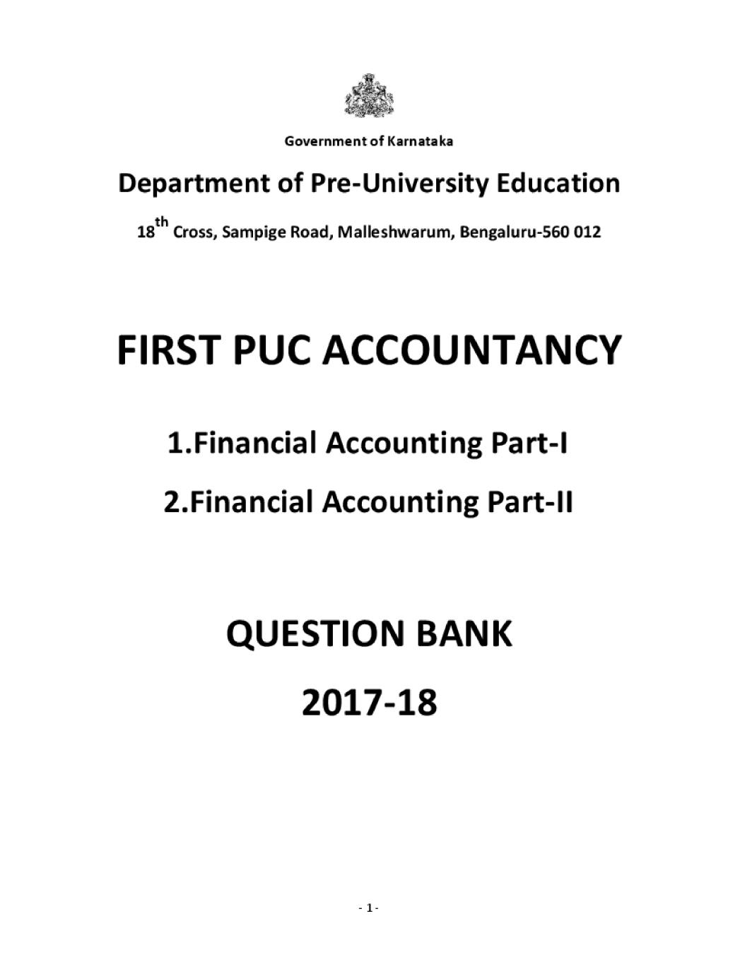 Karnataka 1st PUC Question Bank for Accountancy 2017-18 - Page 1