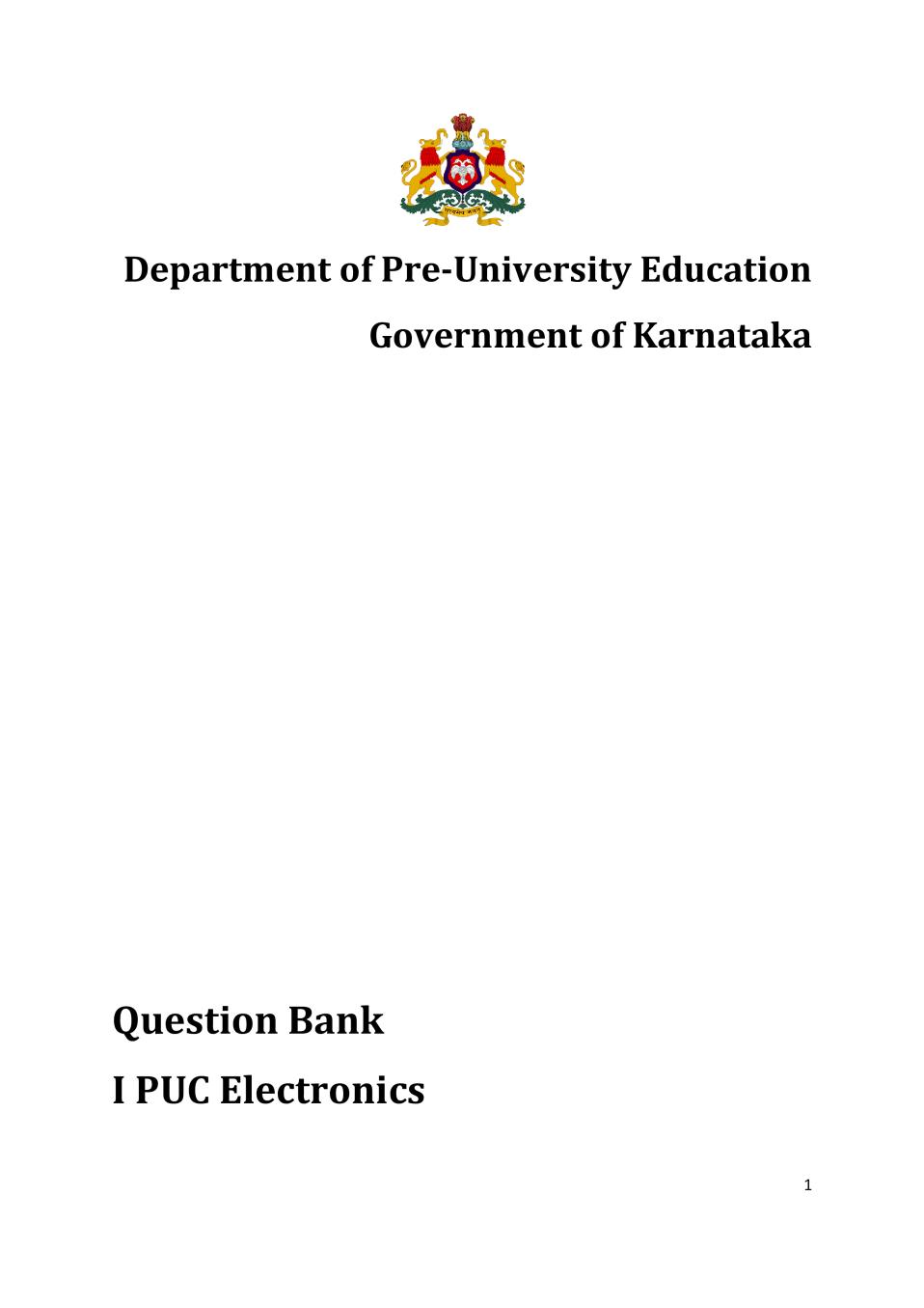 Karnataka 1st PUC Question Bank for Electronics 2017-18 - Page 1