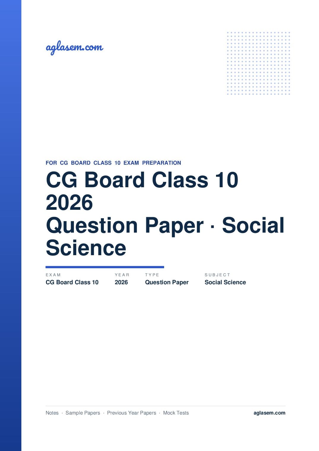 CG Board Class 10 Question Paper 2026 Social Science - Page 1 of 16