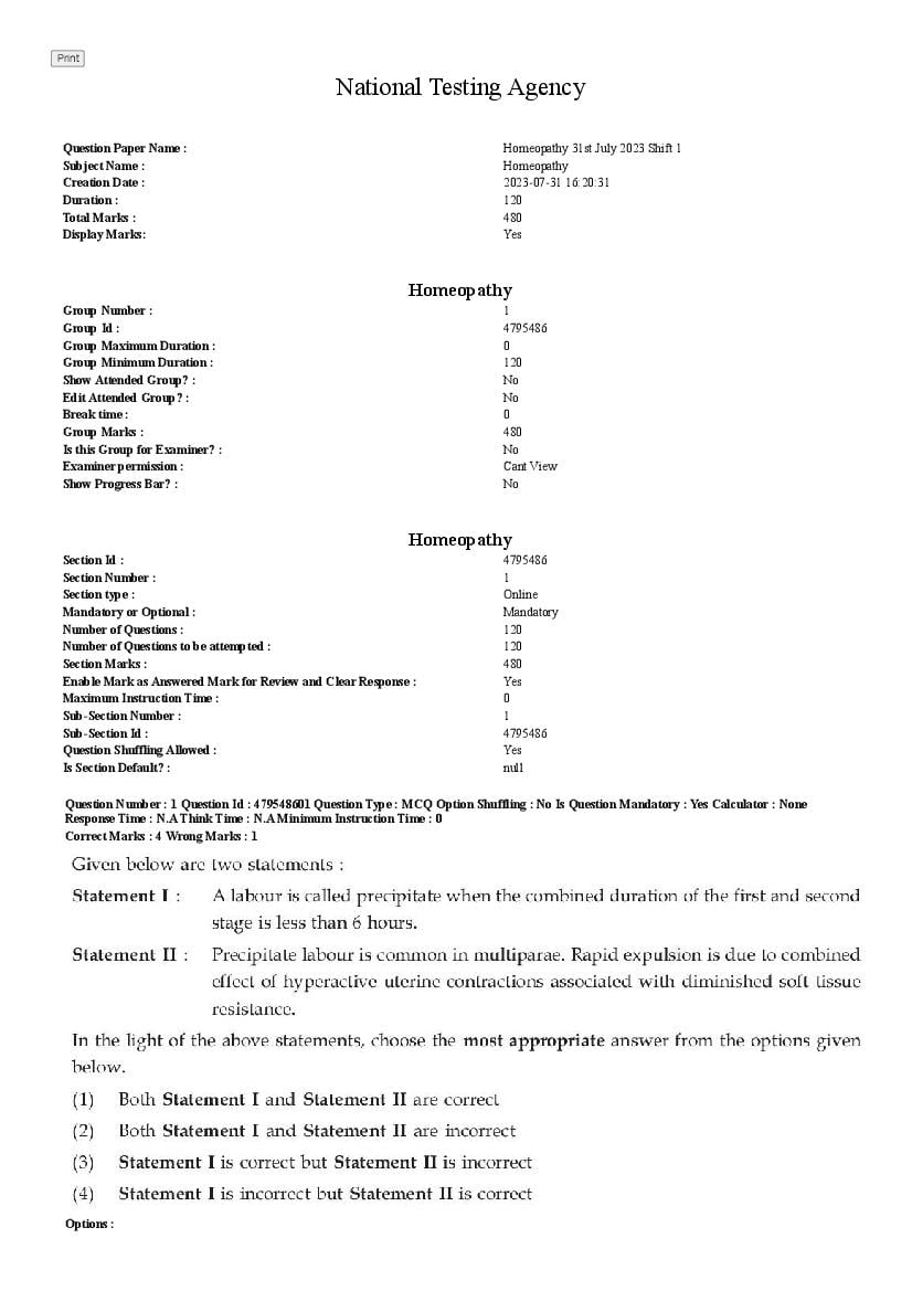 AIAPGET 2023 Question Paper Homeopathy - Page 1