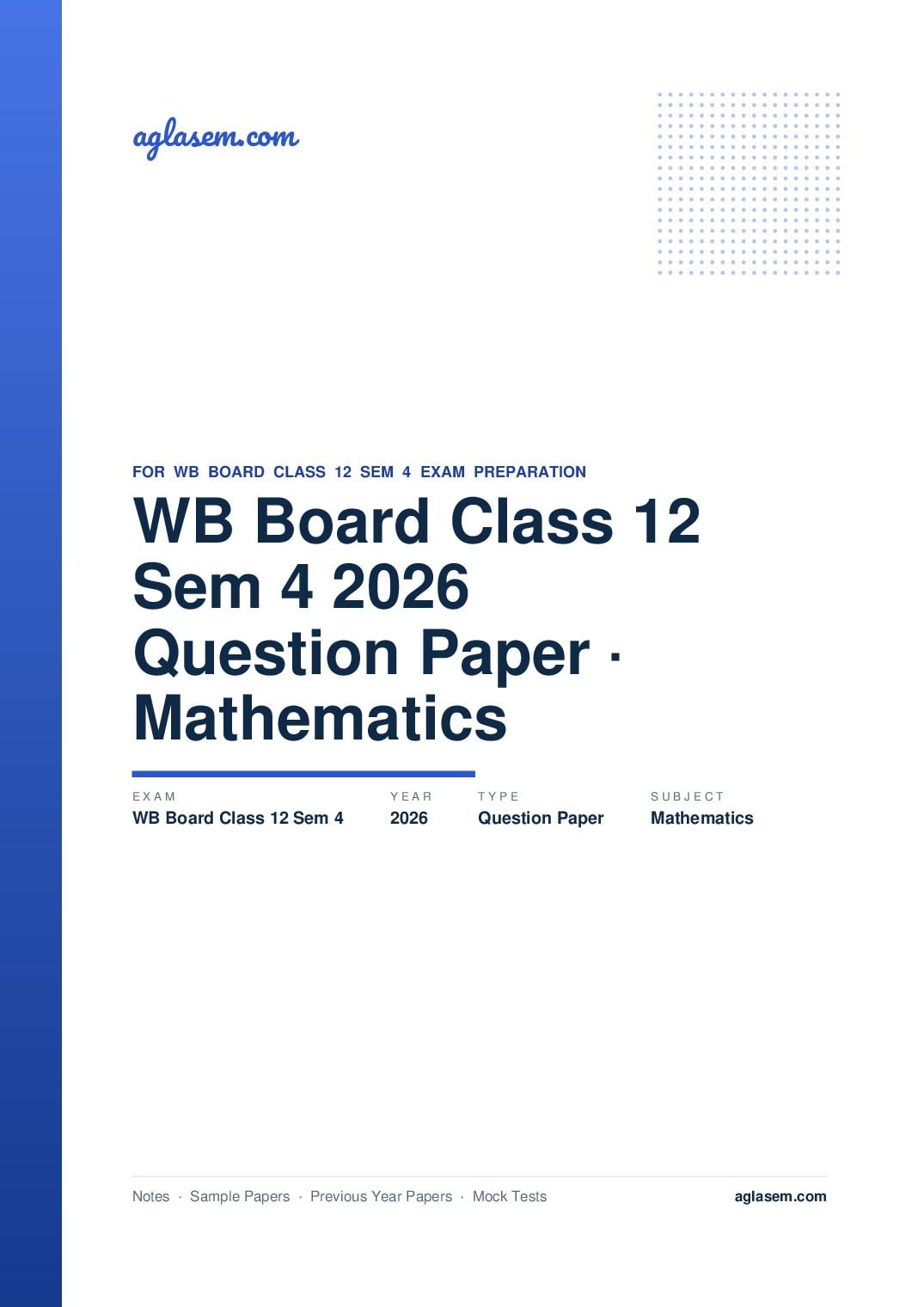 WB Board Class 12 Sem 4 Question Paper 2026 Mathematics - Page 1 of 14