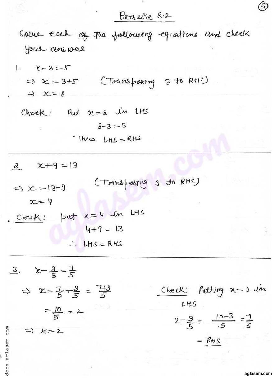 RD Sharma Solutions Class 7 Chapter 8 Linear Equations in One Variable