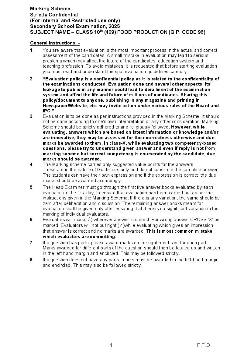 CBSE Class 10 Question Paper 2025 Solution Food Producation - Page 1