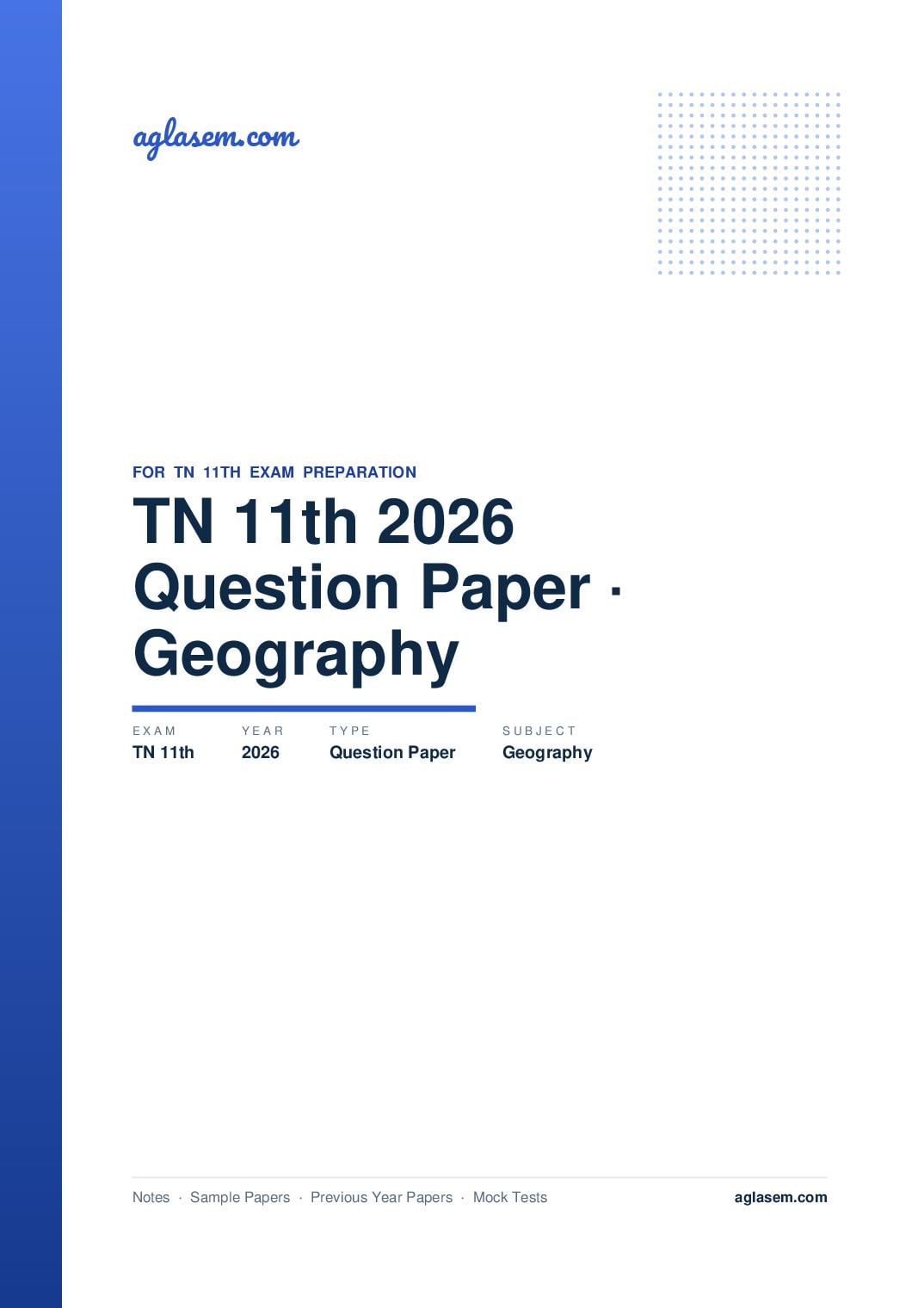 TN 11th Question Paper 2026 Geography - Page 1 of 9