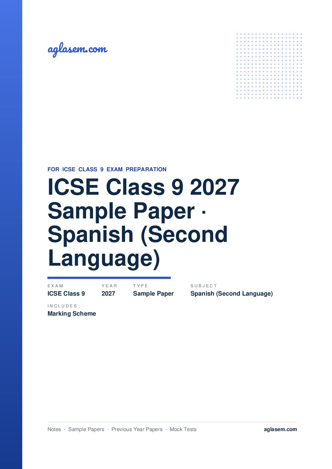 ICSE Class 9 Sample Paper 2027 Spanish (Second Language) - Page 1 of 17