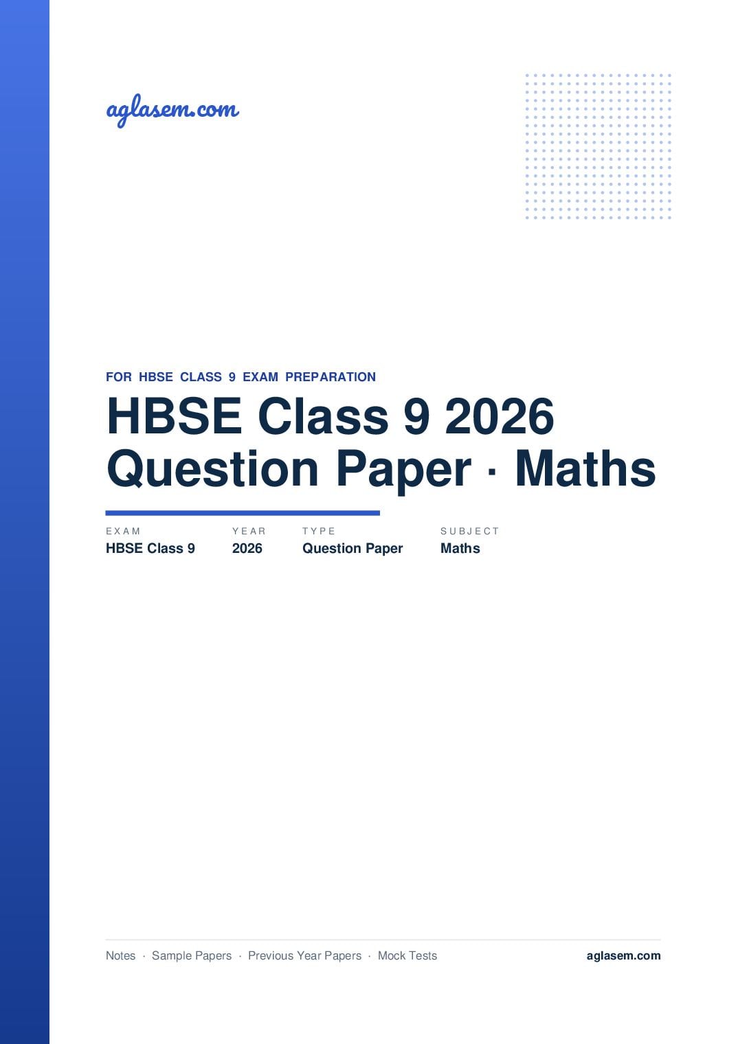 HBSE Class 9 Question Paper 2026 Maths - Page 1 of 17