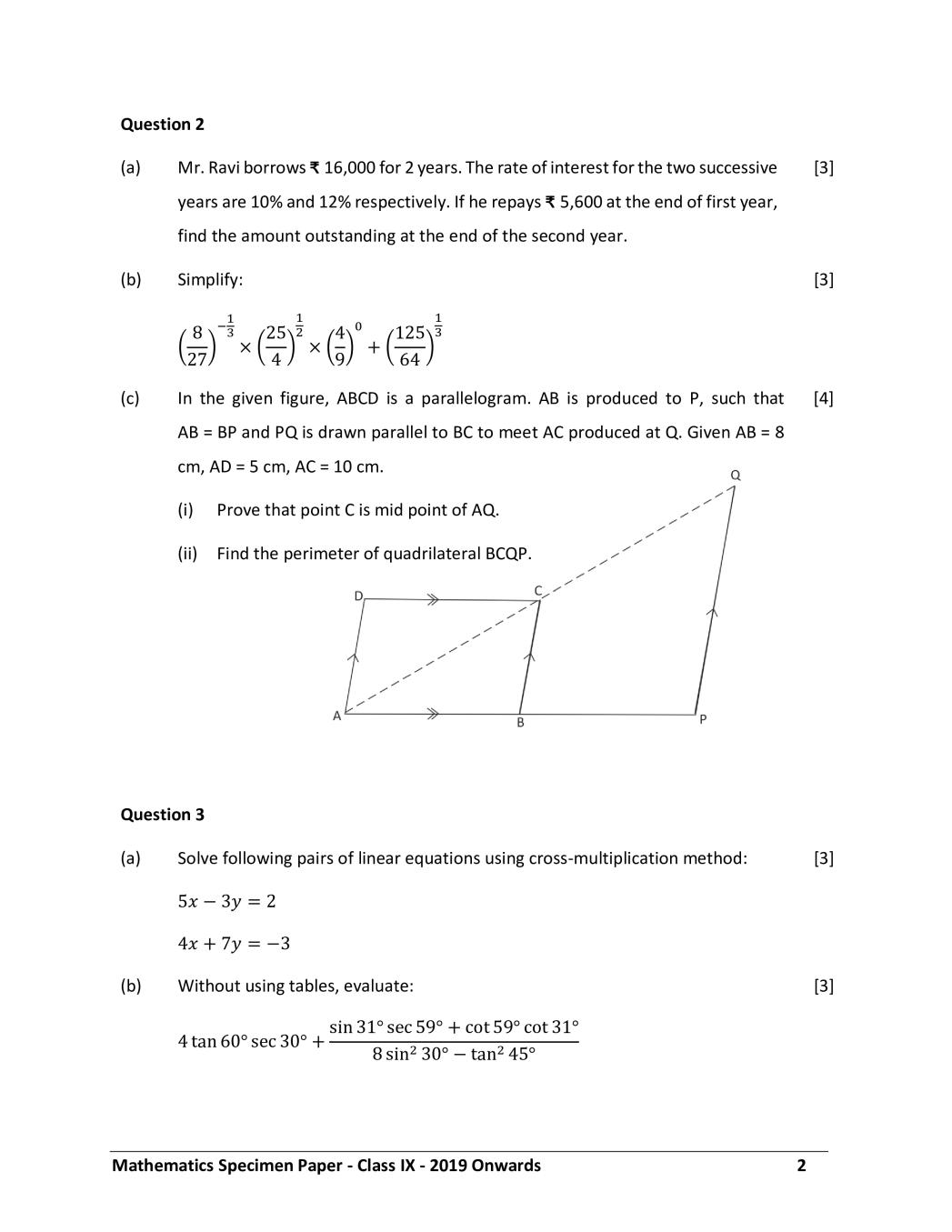 Grade 9 Mathematics Final Exam Paper 2020 Exampl Paper Gambaran