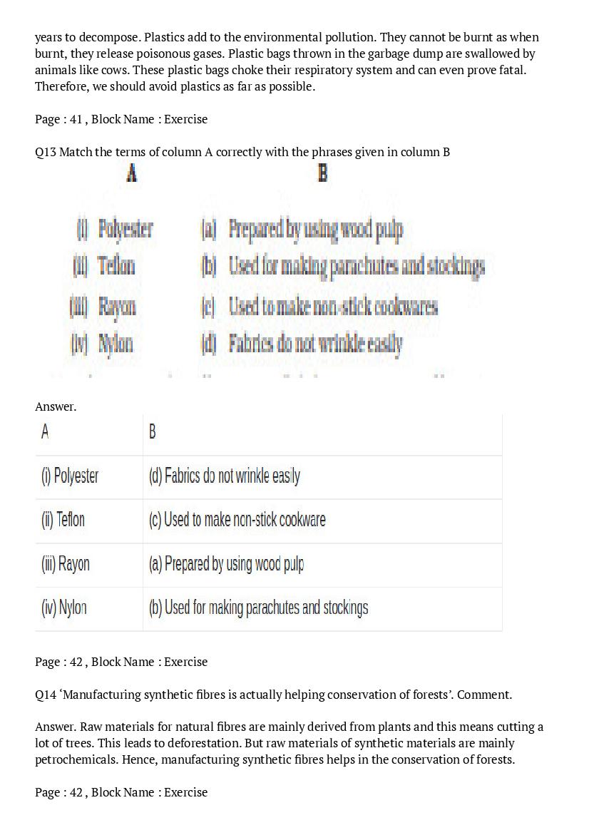 Ncert Solutions Class 8 Science Chapter 3 Synthetic Fibres And Plastics