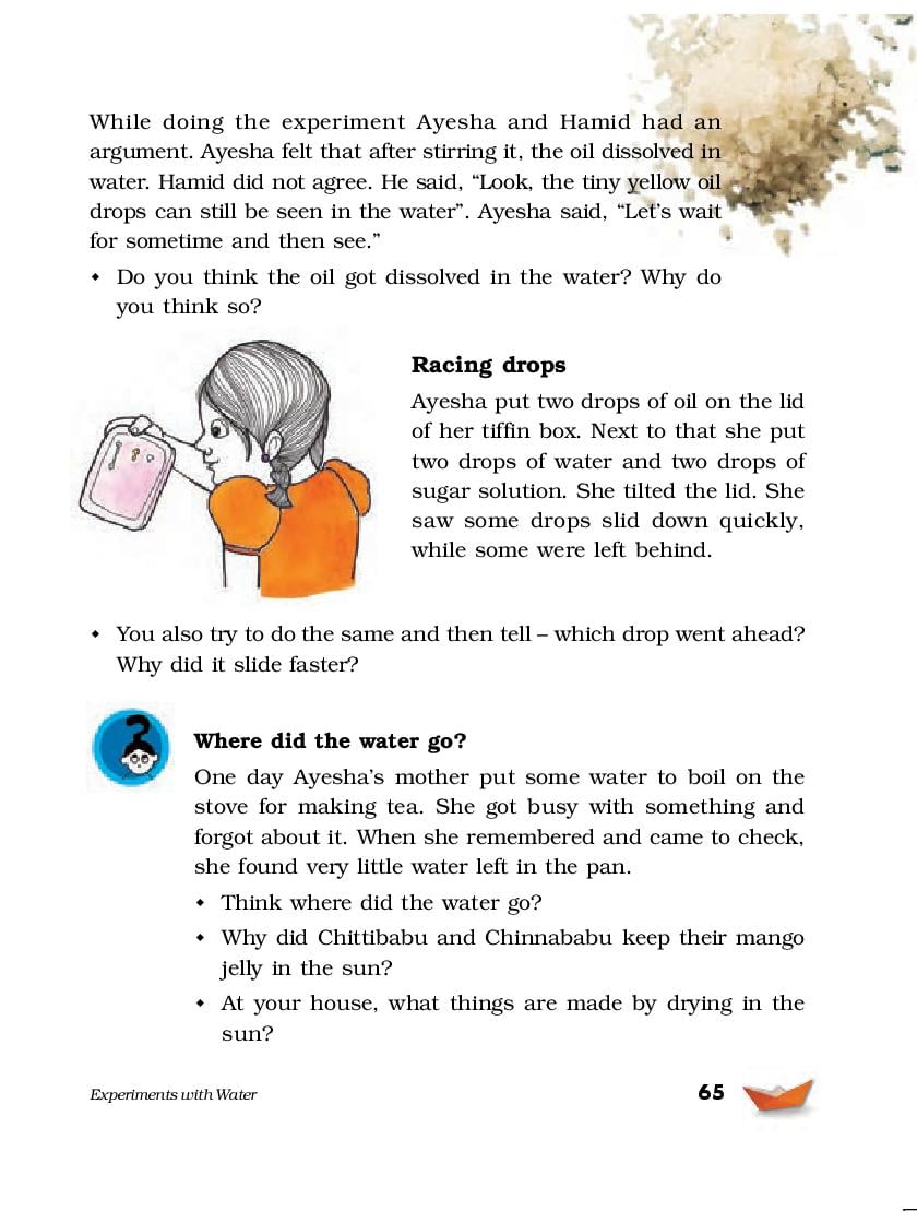 NCERT Book Class 5 EVS Chapter 7 Experiments with Water | AglaSem Schools