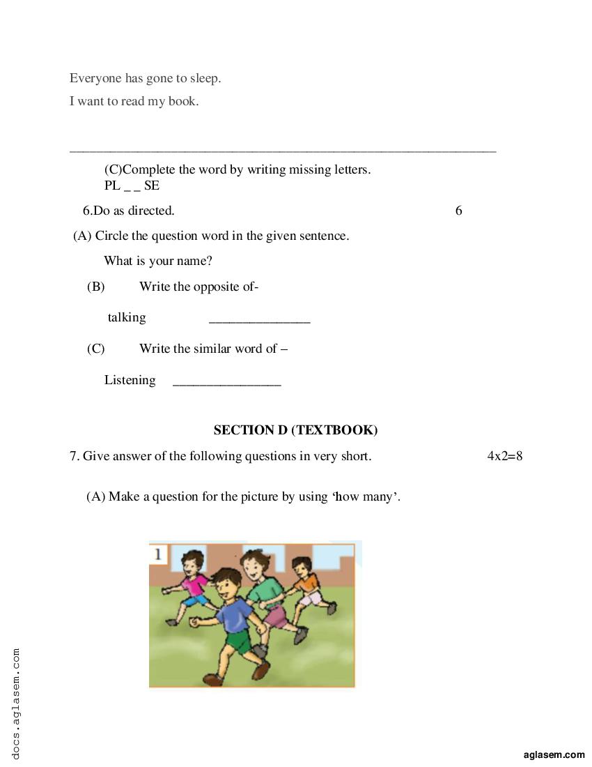 Class 4 English Model Paper 2024 PDF OneEdu24