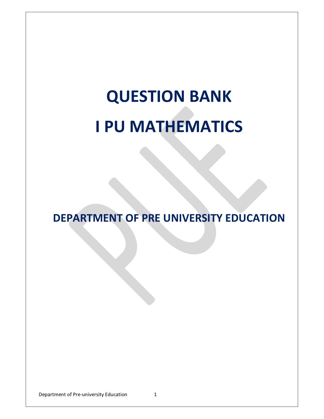 Karnataka 1st PUC Question Bank for Maths 2017-18 - Page 1