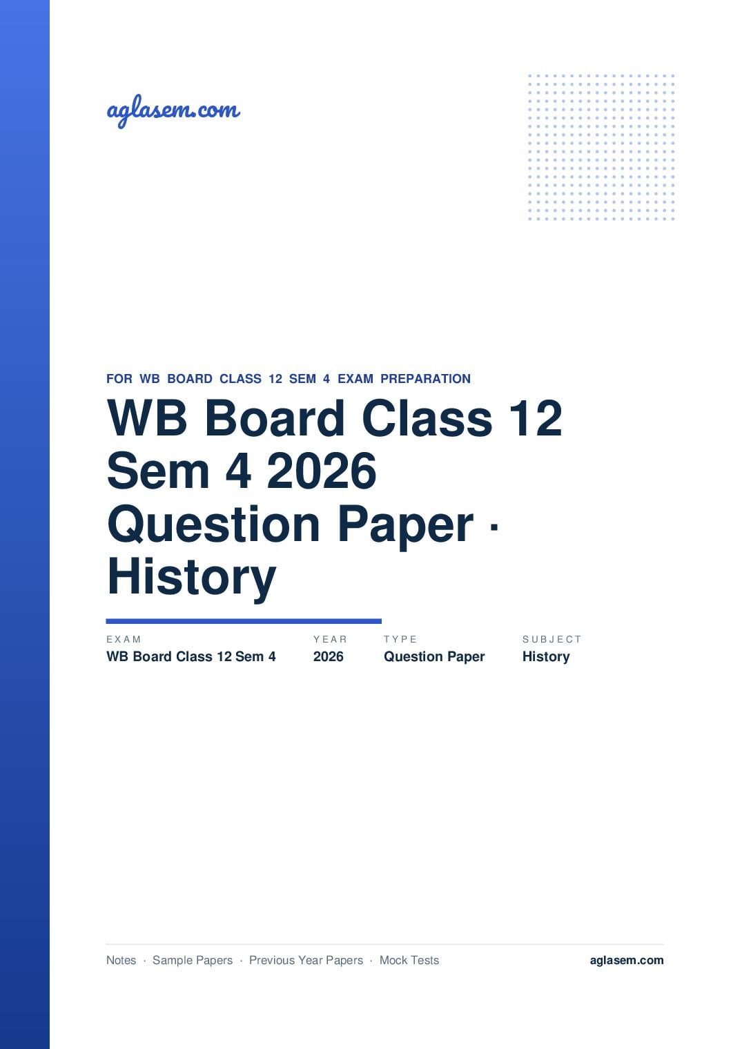 WB Board Class 12 Sem 4 Question Paper 2026 History - Page 1 of 14