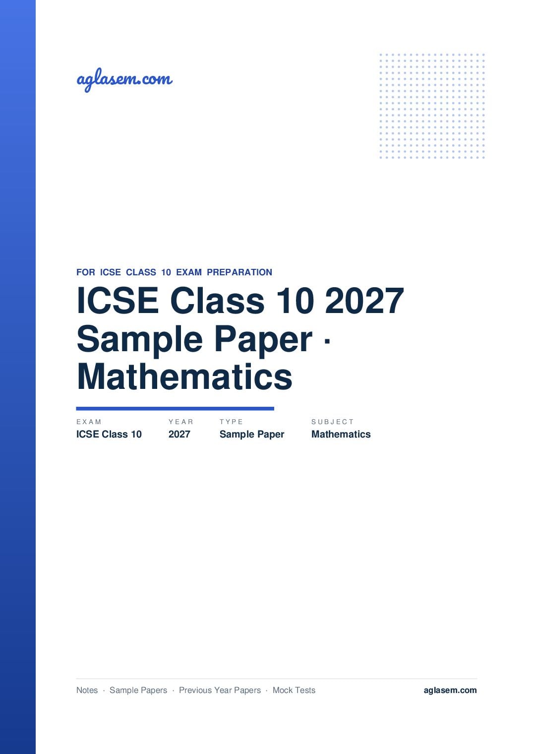 ICSE Class 10 Sample Paper 2027 Mathematics - Page 1 of 25