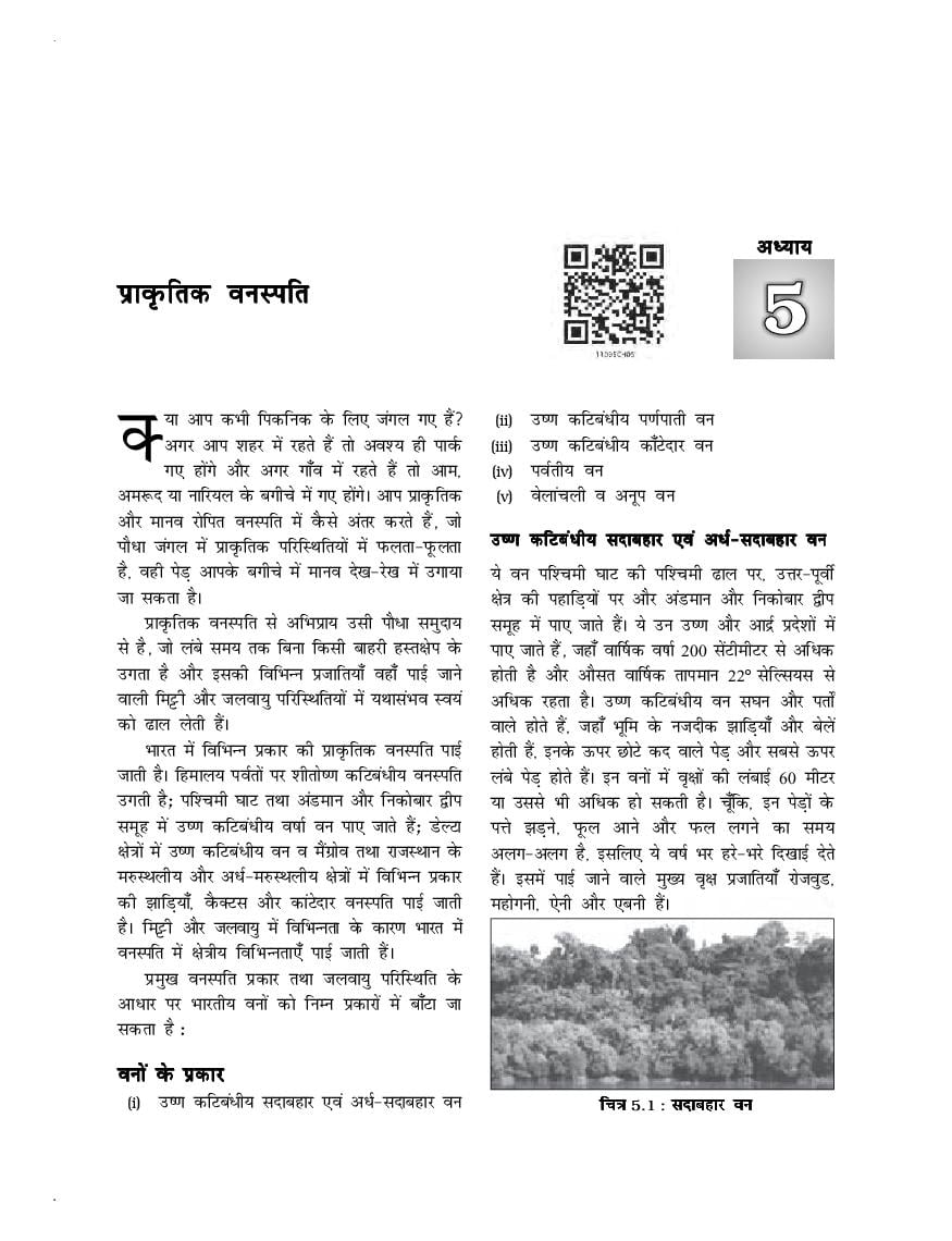 NCERT Book Class 11 Geography (भारत भौतिक पर्यावरण) Chapter 5 प्राकृतिक वनस्पति - Page 1