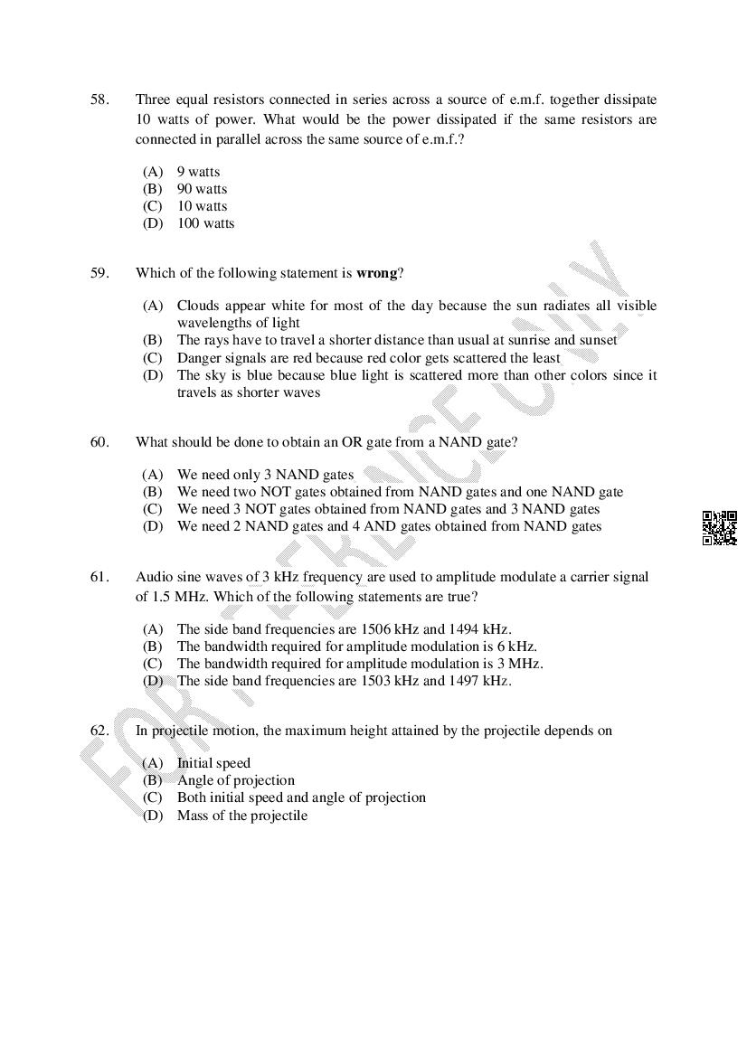 CUSAT CAT 2024 Question Papers PDF (B.Tech Shifts 1 to 5, 35 Papers)