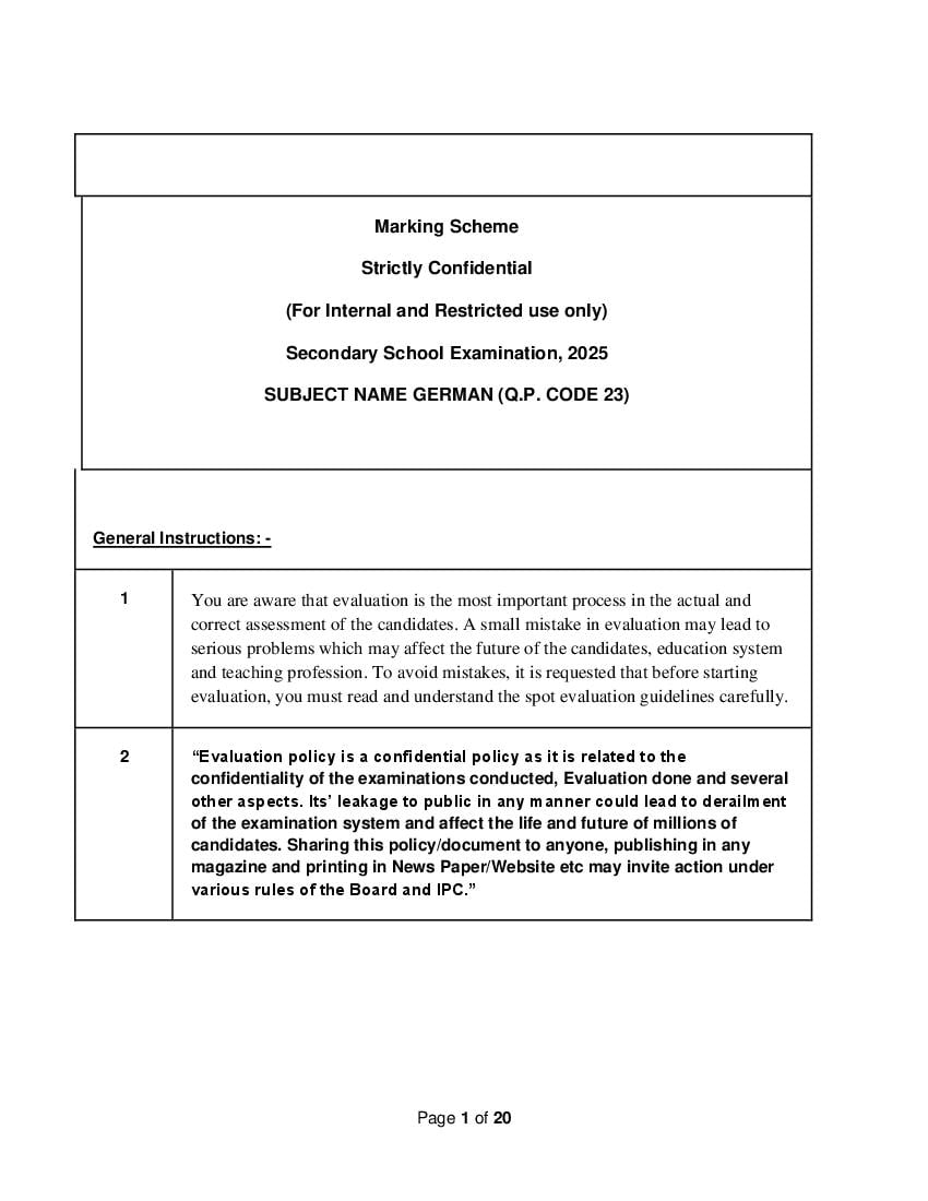 CBSE Class 10 Question Paper 2025 Solution German - Page 1