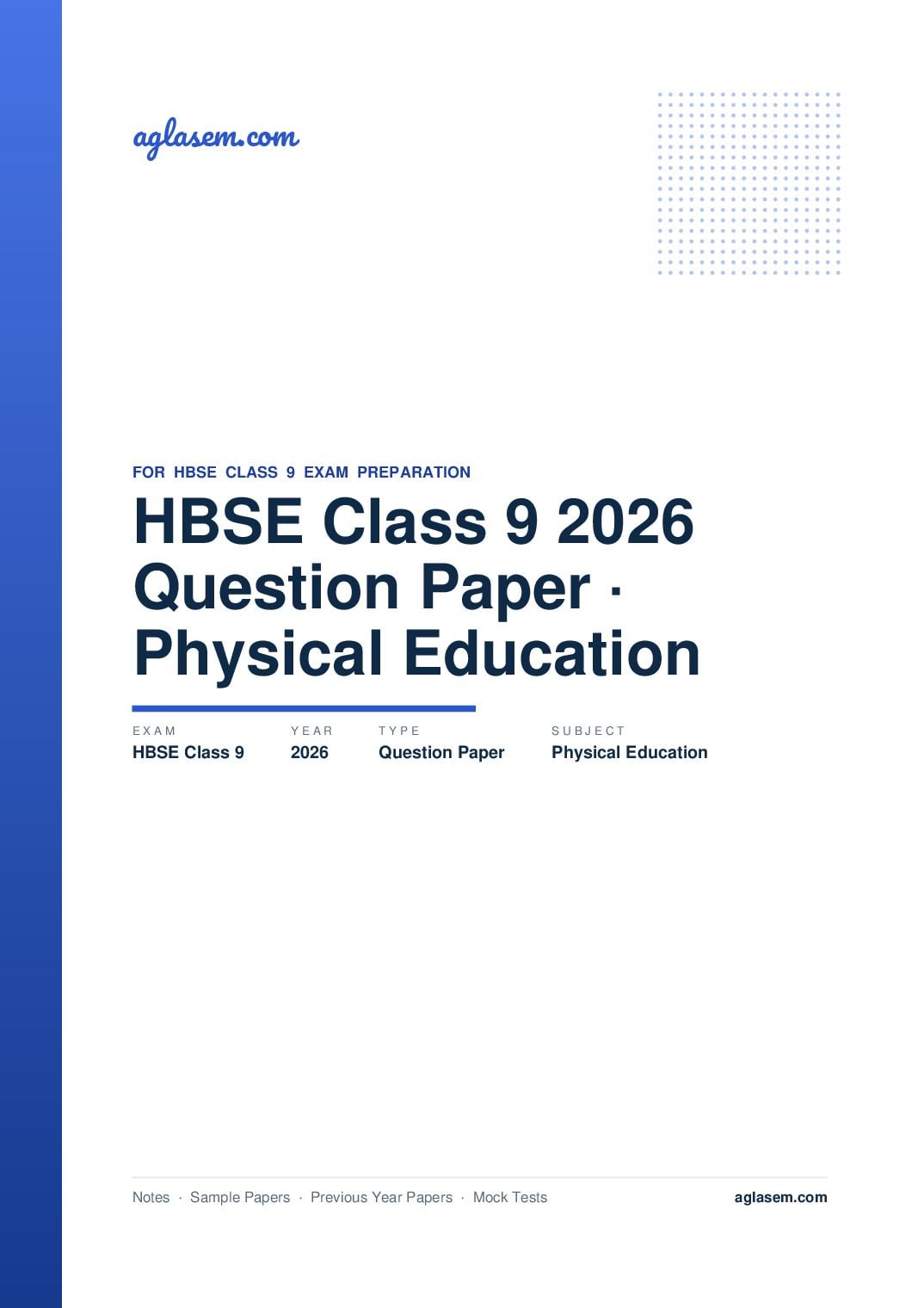 HBSE Class 9 Question Paper 2026 Physical Education - Page 1 of 16