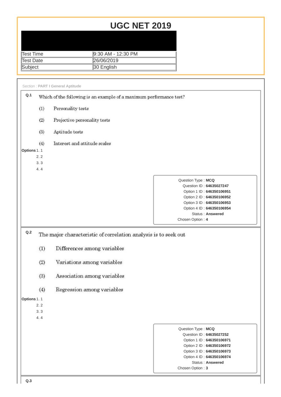 UGC NET Question Paper English 26 June 2019 First Shift - Page 1