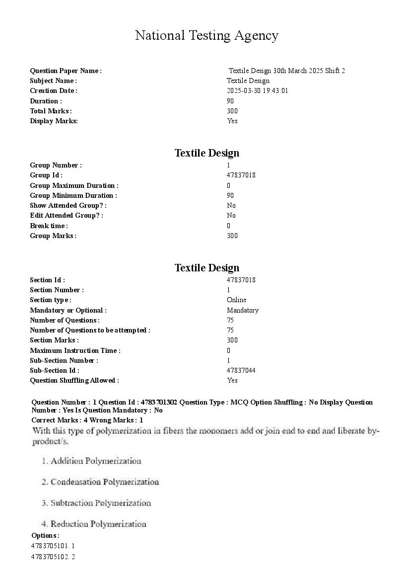 CUET PG Textile Design Question Paper 2026 PDF Download Here CUET 