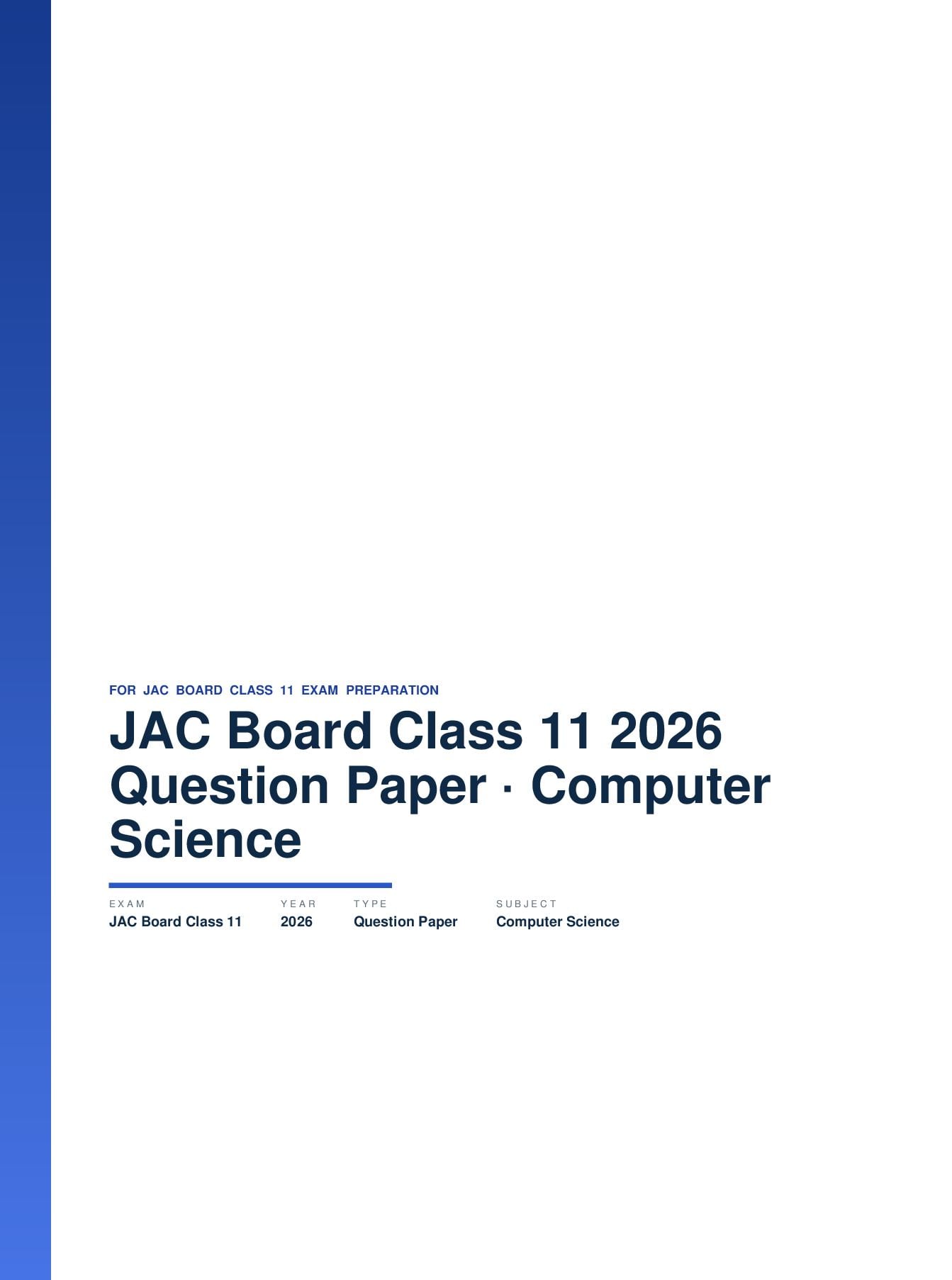 JAC Board Class 11 Question Paper 2026 Computer Science - Page 1 of 36