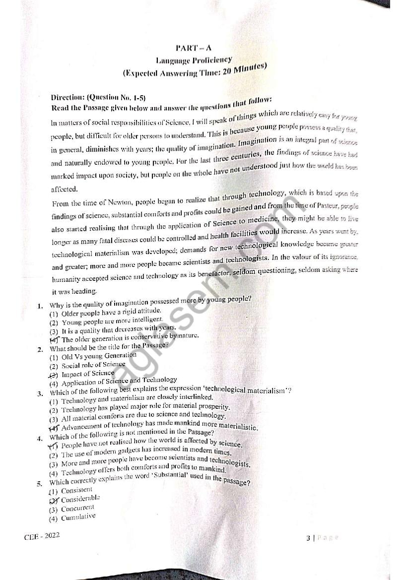 RIE CEE 2022 Question Paper - L2  Group B (B.Ed.B.Ed-M.Ed) - Page 1