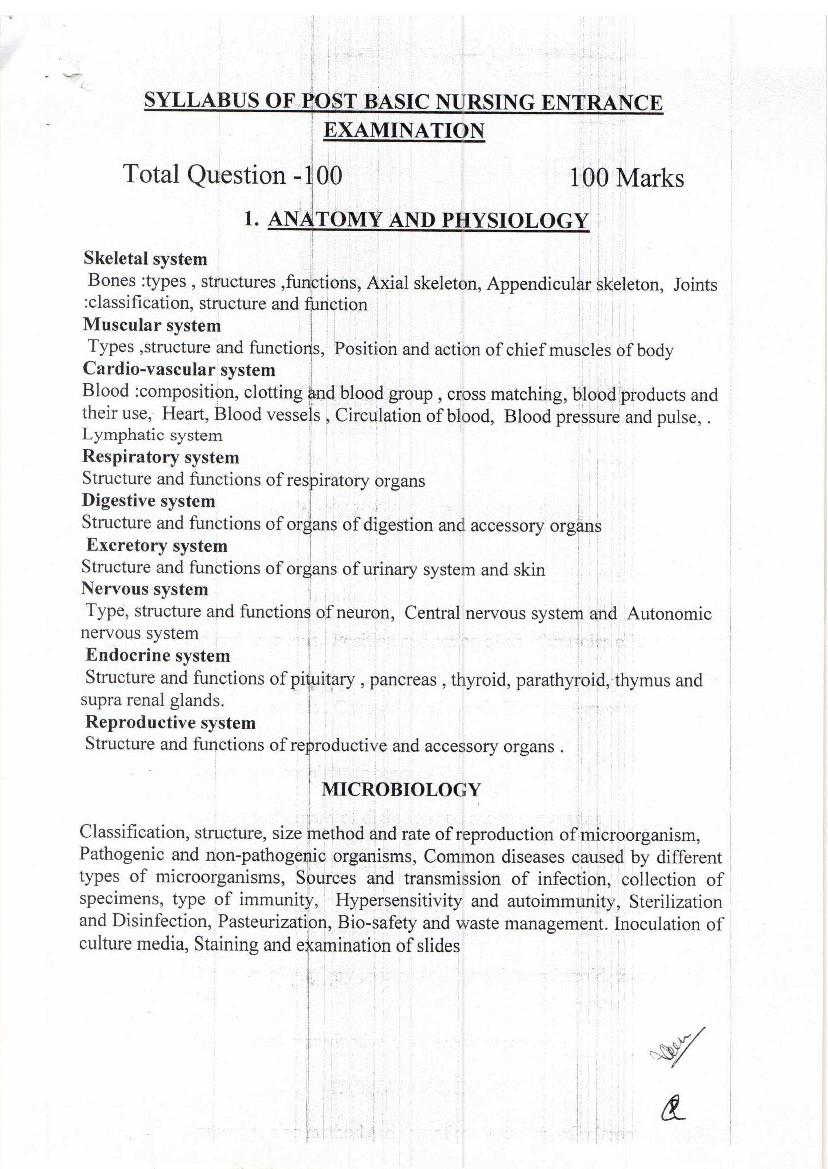 CG Post Basic B.Sc Nursing 2025 Syllabus - Page 1 of 6